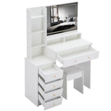 Vanity Desk With Cushioned Stool Mirror Makeup White - Furniture Home Direct