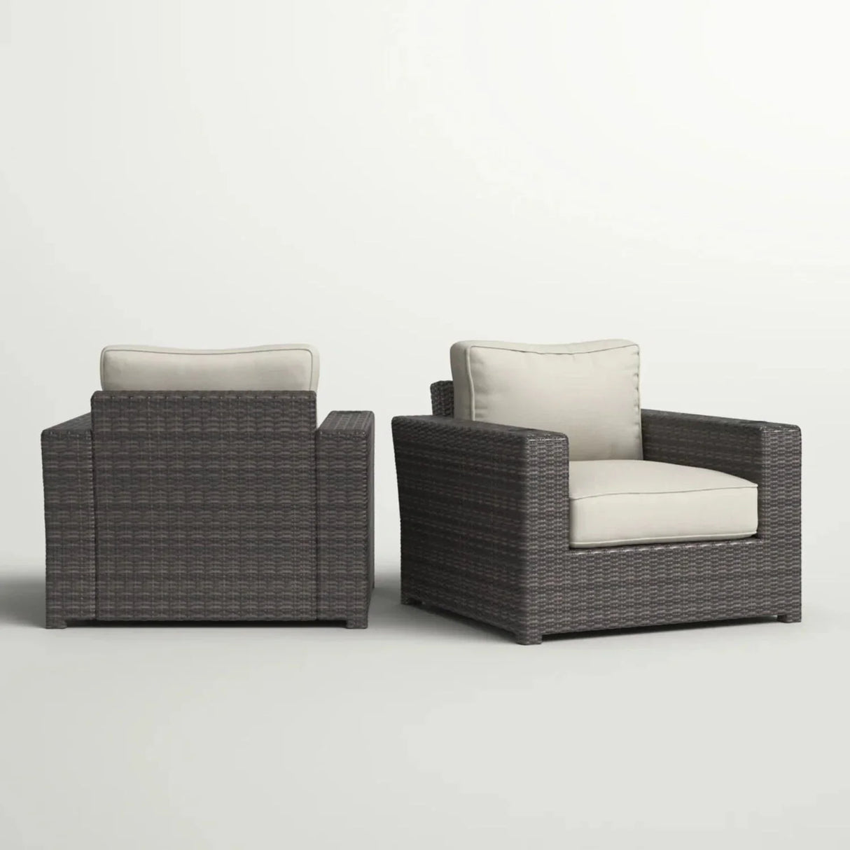 Outdoor Armchairs With Cushions (Set of 2) - Espresso / Gray - Furniture Home Direct