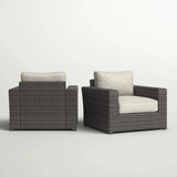Outdoor Armchairs With Cushions (Set of 2) - Espresso / Gray - Furniture Home Direct