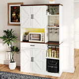 Farmhouse Kitchen Pantry Storage Cabinet - Brown / Antique White - Furniture Home Direct