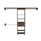 Closet System With Rods Shelves Drawer Modern Dark Walnut - Furniture Home Direct