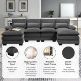 Modern U-Shaped Sectional Sofa With Waist Pillows, 6 Seat Upholstered Symmetrical Sofa Furniture, Sleeper Sofa Couch With Chaise Lounge For Living Room - Furniture Home Direct