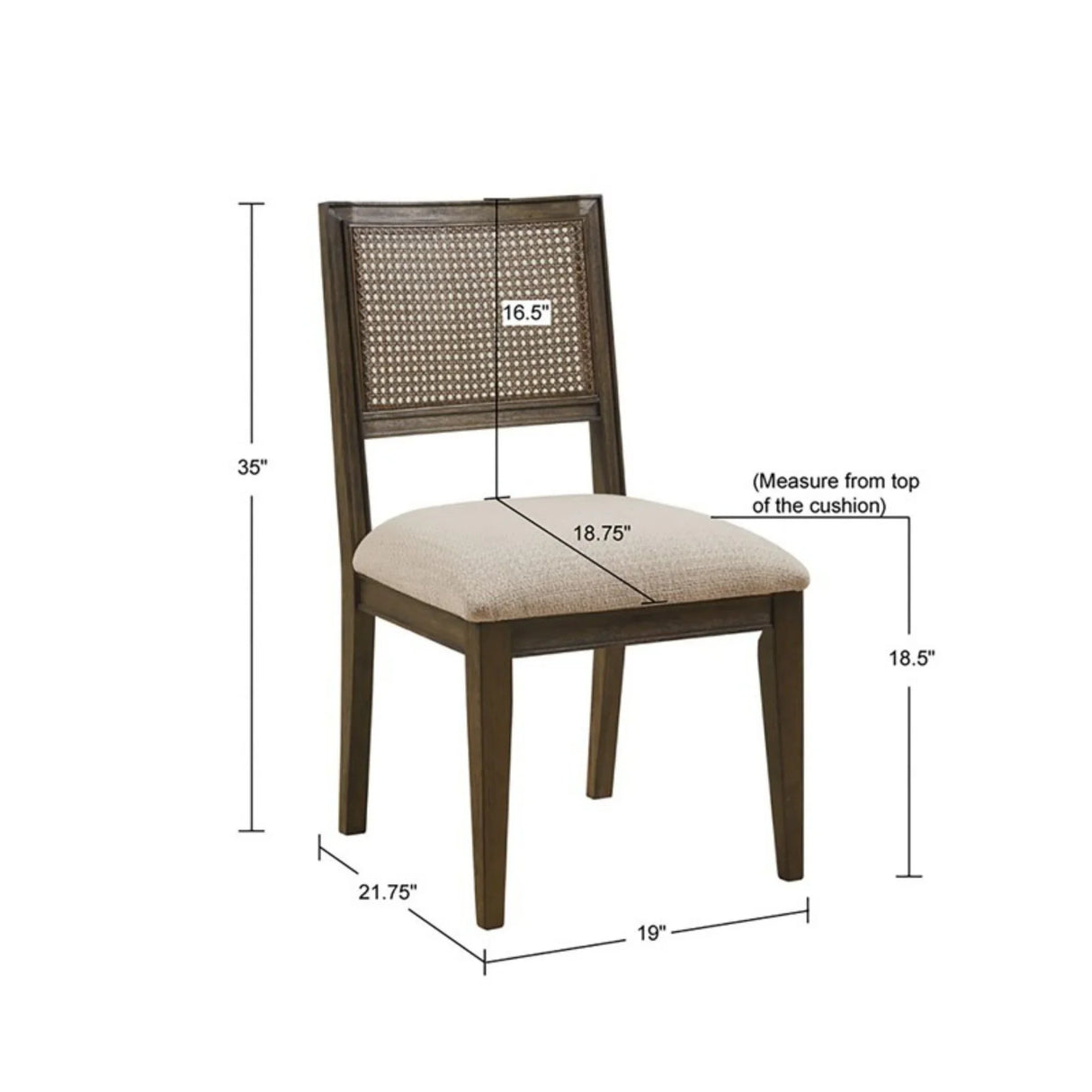 Modern Armless Dining Chair With Cane Back (Set of 2) - Furniture Home Direct