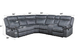 Reclining Sectional Sofa With USB Port Console Gray - Furniture Home Direct