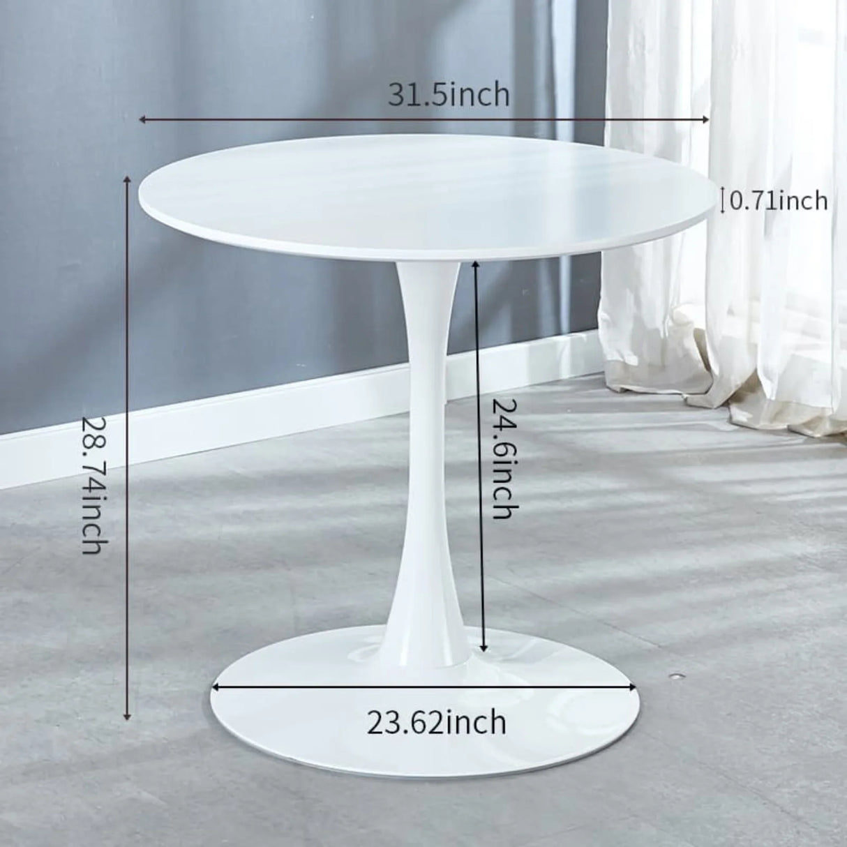 Tulip Table Mid-Century Dining Table With Round MDF Table Top, Pedestal Dining Table, End Table Leisure Coffee Table - Furniture Home Direct