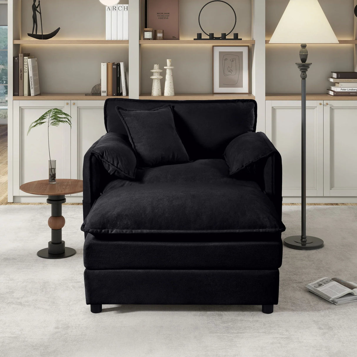 Oversized Chair With Movable Ottoman, Soft Upholstered Lounge Chair - Furniture Home Direct