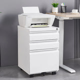 Contemporary Black 3 Drawer Mobile Filing Cabinet With Lock, Metal Office Storage For Legal / Letter Size - Furniture Home Direct