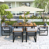 7 Pieces Outdoor Dining Set Patio Dining Table And Chair Set With And Removable Cushions For Patio - Furniture Home Direct