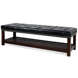 Bedroom End Of Bed Bench Tufted Upholstered End Of Bed Bench End Of Bed Entrance Shoe Bench With Nailhead Trim And Shelf Bedroom Upholstered Leather Bench Living Room Shoe Rack Footstool - Furniture Home Direct