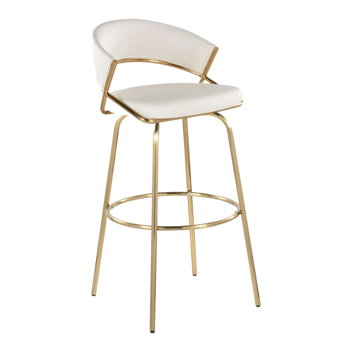 Jie - Fixed Height Contemporary Barstool With Swivel With Round Footrest (Set of 2) - Furniture Home Direct