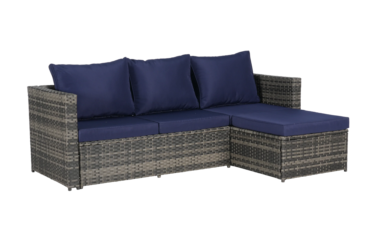 6 Piece Patio Wicker Set With Glass Table - Furniture Home Direct