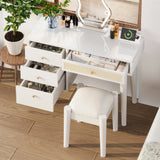 Vanity Desk Bohemian Retro Wood Makeup Station White - Furniture Home Direct