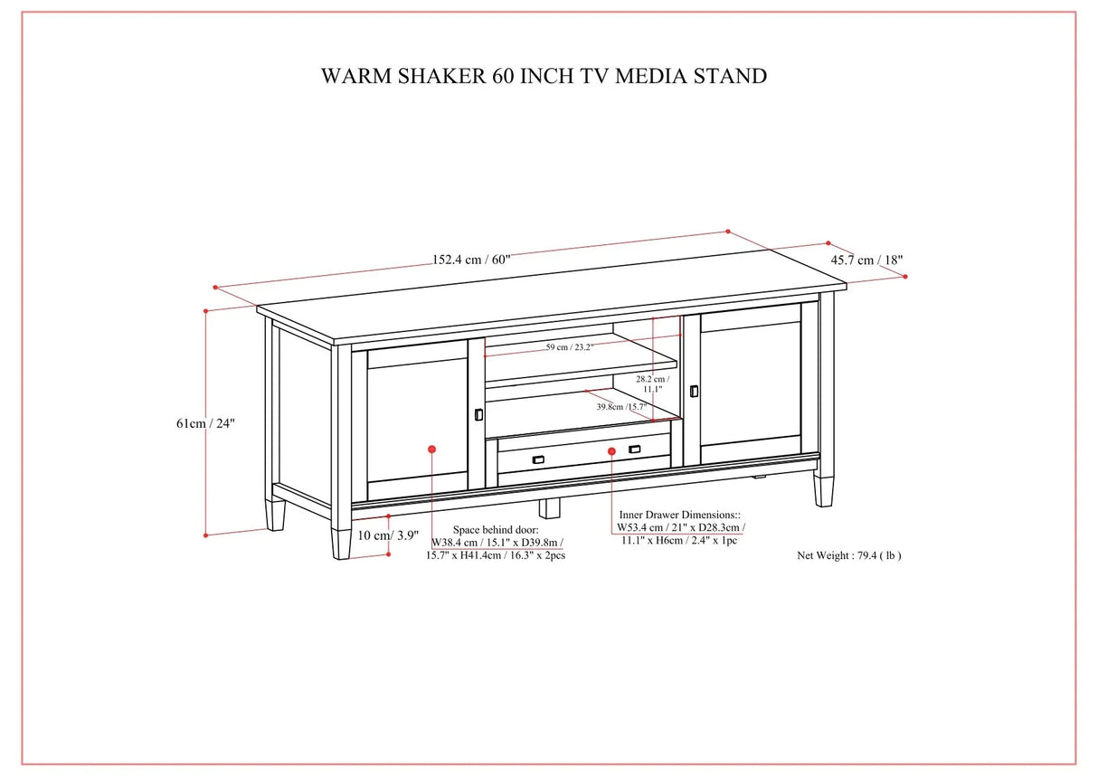 Warm Shaker - TV Media Stand - Brown - Furniture Home Direct