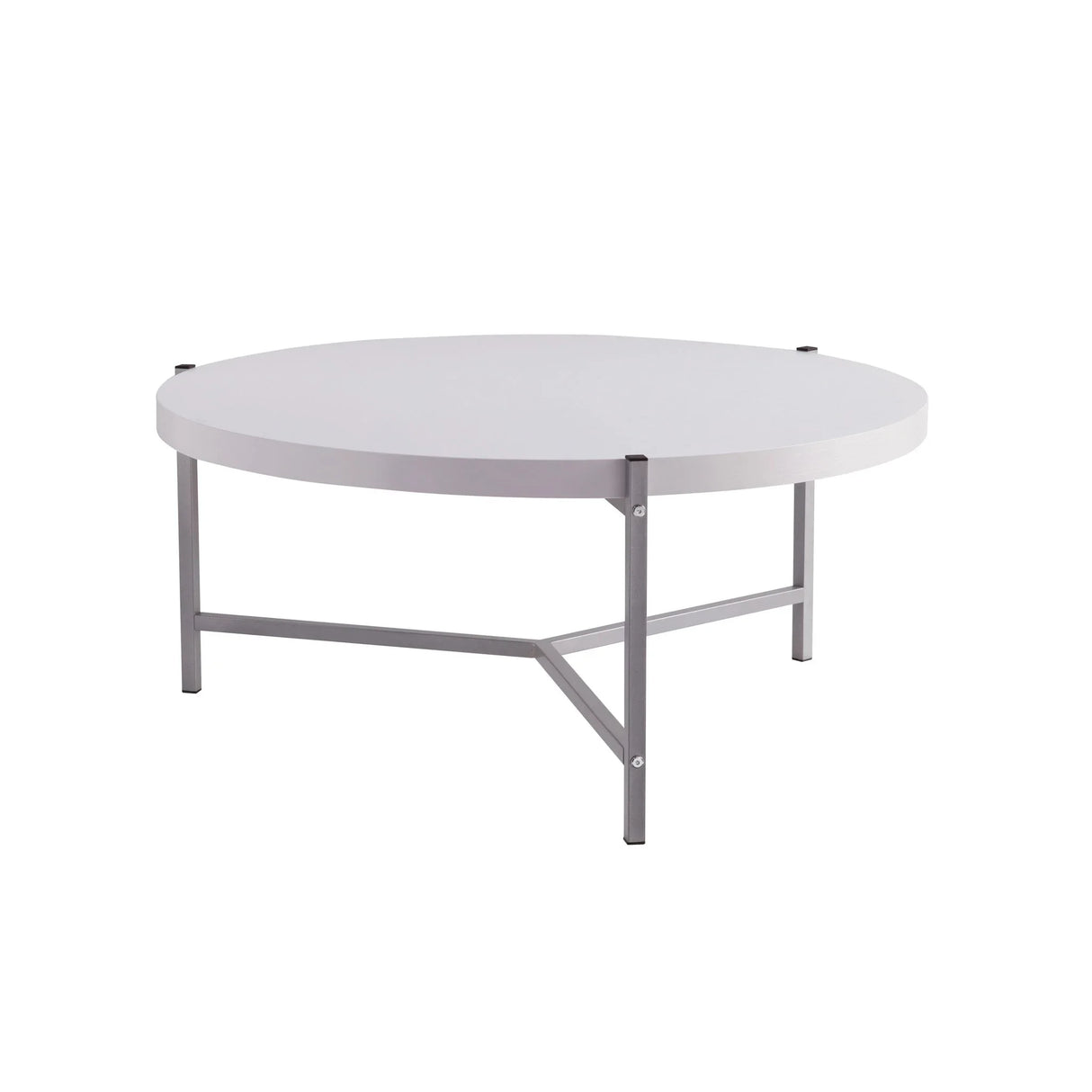 Round Coffee Table With White Metal Legs - Furniture Home Direct