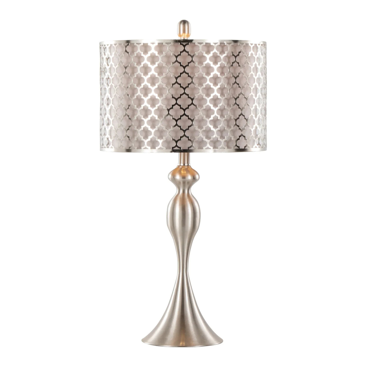 Ashland - Contemporary Table Lamp Laser Cut (Set of 2) - Nickel / Light Gray - Furniture Home Direct