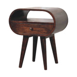 Wooden Circular Bedside Table With Open Slot - Walnut - Furniture Home Direct