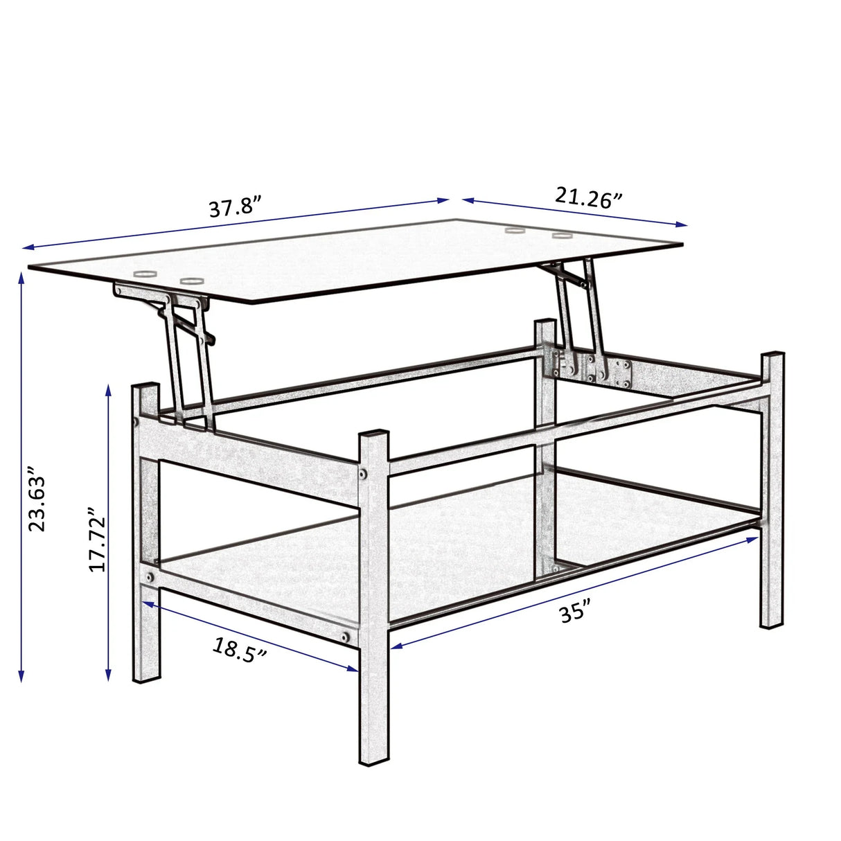 Glass Lift Top Coffee Table, Modern Simple 2-Layer Tempered Glass Coffee Table For Living Room - Black - Furniture Home Direct