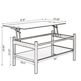 Glass Lift Top Coffee Table, Modern Simple 2-Layer Tempered Glass Coffee Table For Living Room - Black - Furniture Home Direct