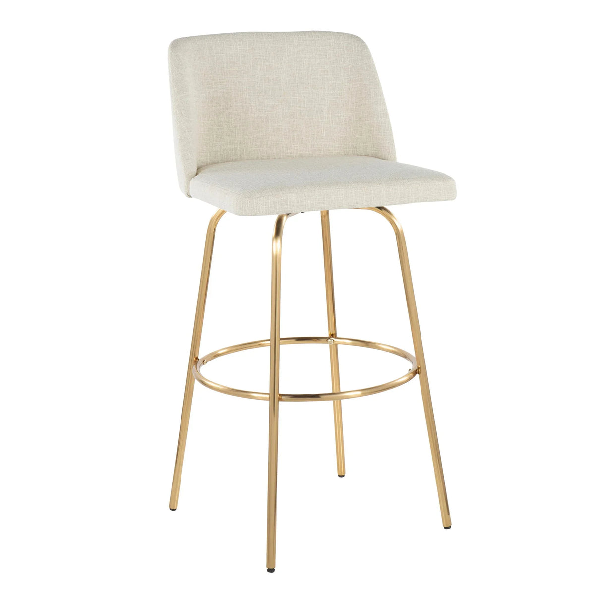 Toriano - Contemporary Fixed Height Barstool With Swivel And Round Footrest (Set of 2) - Furniture Home Direct