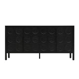 Stylish Storage Cabinet Sideboard With Unique Geometric Circle Door Design - Black - Furniture Home Direct