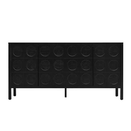 Stylish Storage Cabinet Sideboard With Unique Geometric Circle Door Design - Black - Furniture Home Direct