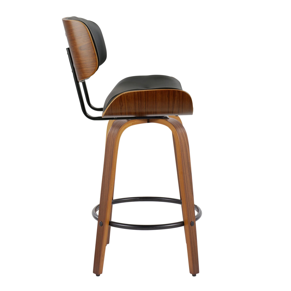 Lombardi - Mid-Century Modern Fixed Height Counter Stool With Swivel With Round Footrest (Set of 2) - Furniture Home Direct
