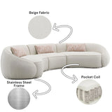Sahara - Boucle Sectional Sofa With 3 Pillows - Beige - Furniture Home Direct