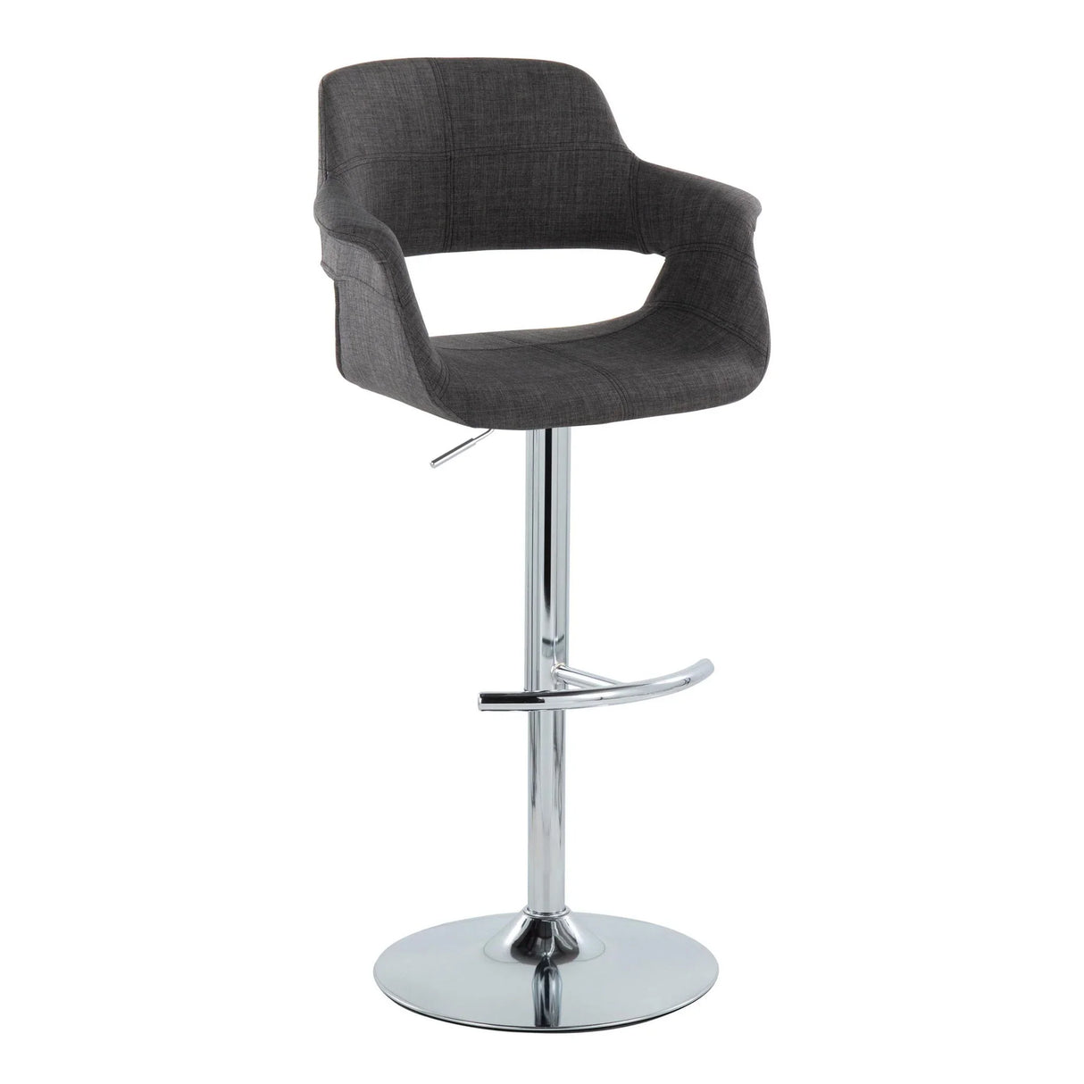 Vintage Flair - Mid Century Modern Adjustable Barstool With Swivel With Rounded T Footrest (Set of 2) - Furniture Home Direct