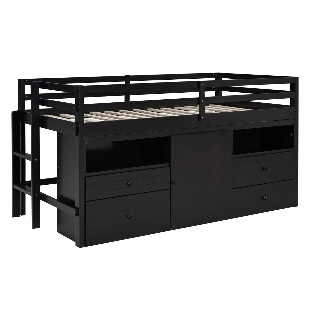 Loft Bed With 4 Drawers, Underneath Cabinet And Shelves - Furniture Home Direct