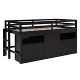 Loft Bed With 4 Drawers, Underneath Cabinet And Shelves - Furniture Home Direct