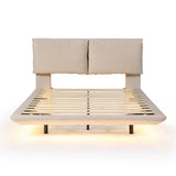 Upholstered Platform Bed With Sensor Light And 2 Large Backrests, With 2 Sets Of USB Port And Socket On Each Rear Bed Leg - Furniture Home Direct