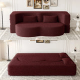 Modern Floor Sofa, With 2 Pillows, Convertible Teddy Fabric Foam Filled Bed - Furniture Home Direct