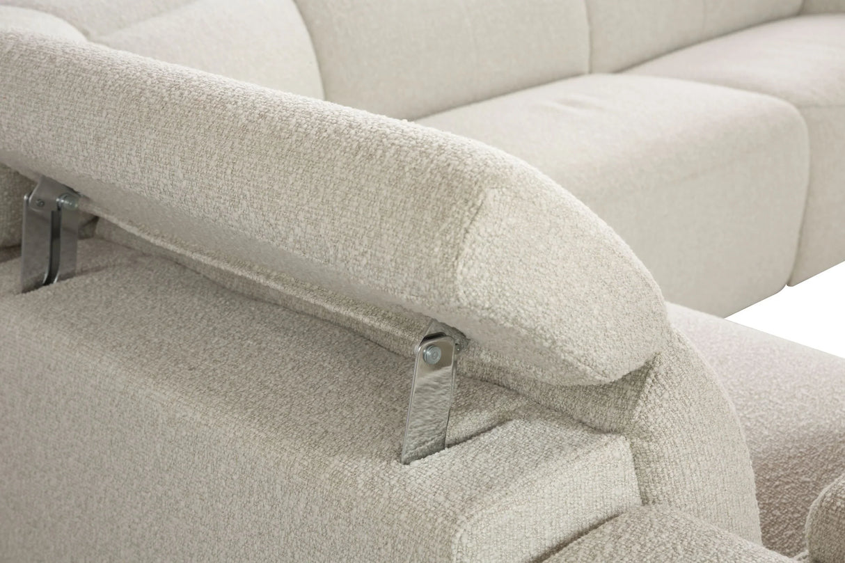 Sectional Sofa Boucle Power Reclining With Cupholder Beige - Furniture Home Direct