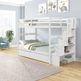 Twin Over Twin Bunk Beds With Twin Trundle And Stairway Storage Function - Furniture Home Direct