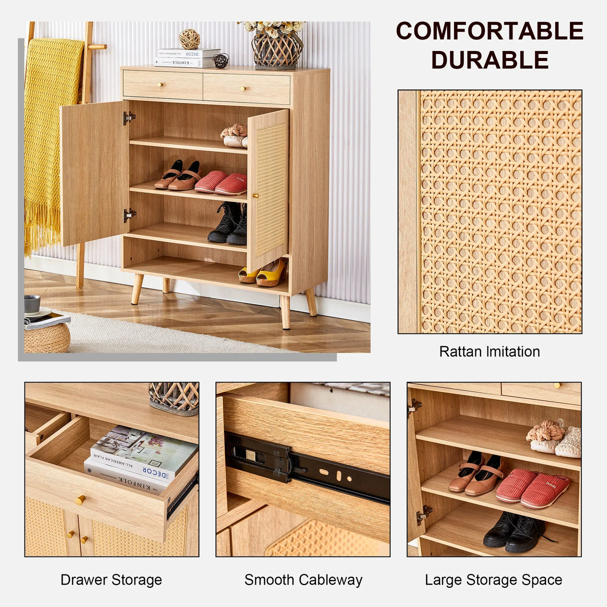 Modern Rattan Shoe Cabinet - Furniture Home Direct