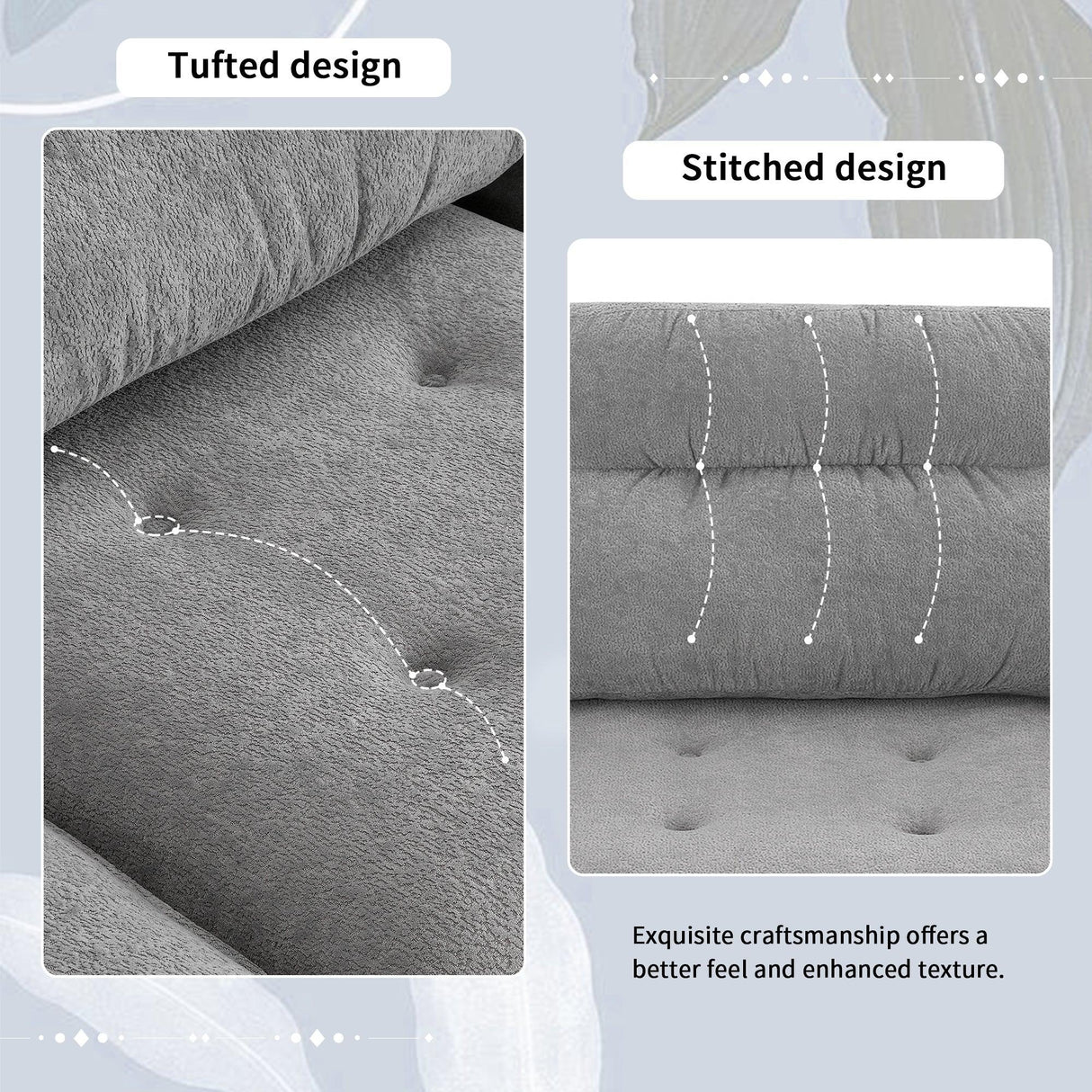 Sectional Sofa Cloud Chenille L Shape With Ottoman Gray - Furniture Home Direct