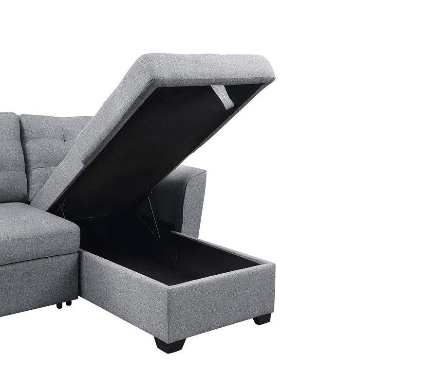 Avery - Sleeper Sectional Sofa With Reversible Storage Chaise - Light Gray - Furniture Home Direct
