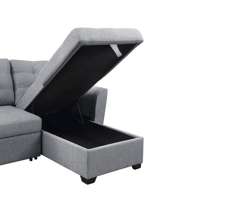 Avery - Sleeper Sectional Sofa With Reversible Storage Chaise - Light Gray - Furniture Home Direct