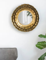 Round Wall Mirror With Metal Frame, Mid Century Modern Accent Mirror For Living Room - Gold - Furniture Home Direct