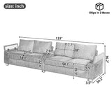 Modern 4 Seater Corduroy Sofa Couch With USB Ports And Hidden Storage - Furniture Home Direct