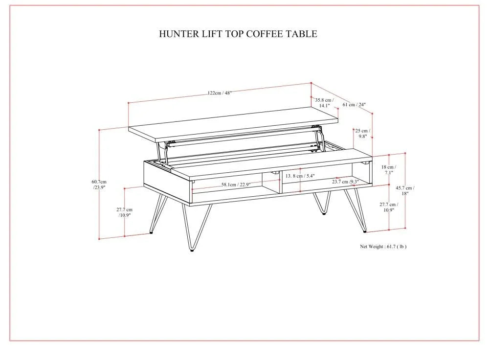 Hunter - Handcrafted Lift Top Coffee Table - Furniture Home Direct