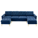 Modern L - Shape Convertible Sectional Sofa With Movable Ottoman - Furniture Home Direct