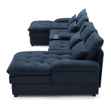 Contemporary U Shaped Sofa With Console And Cupholders - Furniture Home Direct
