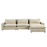 Cloud Sectional with Ottoman, Charging Ports and Three Back Pillows - Beige - Furniture Home Direct