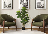 41" Tall, Artificial Plant, Fiddle Tree, Indoor, Faux, Fake, Floor, Greenery, Potted, Real Touch, Decorative - Green / Black - Furniture Home Direct