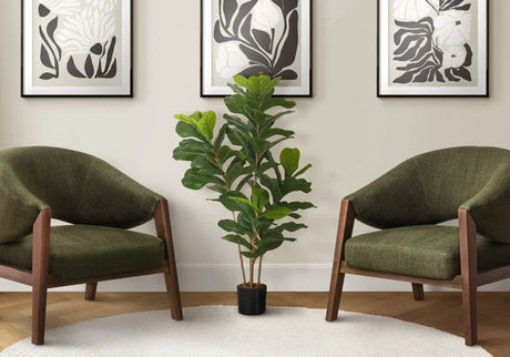 41" Tall, Artificial Plant, Fiddle Tree, Indoor, Faux, Fake, Floor, Greenery, Potted, Real Touch, Decorative - Green / Black - Furniture Home Direct