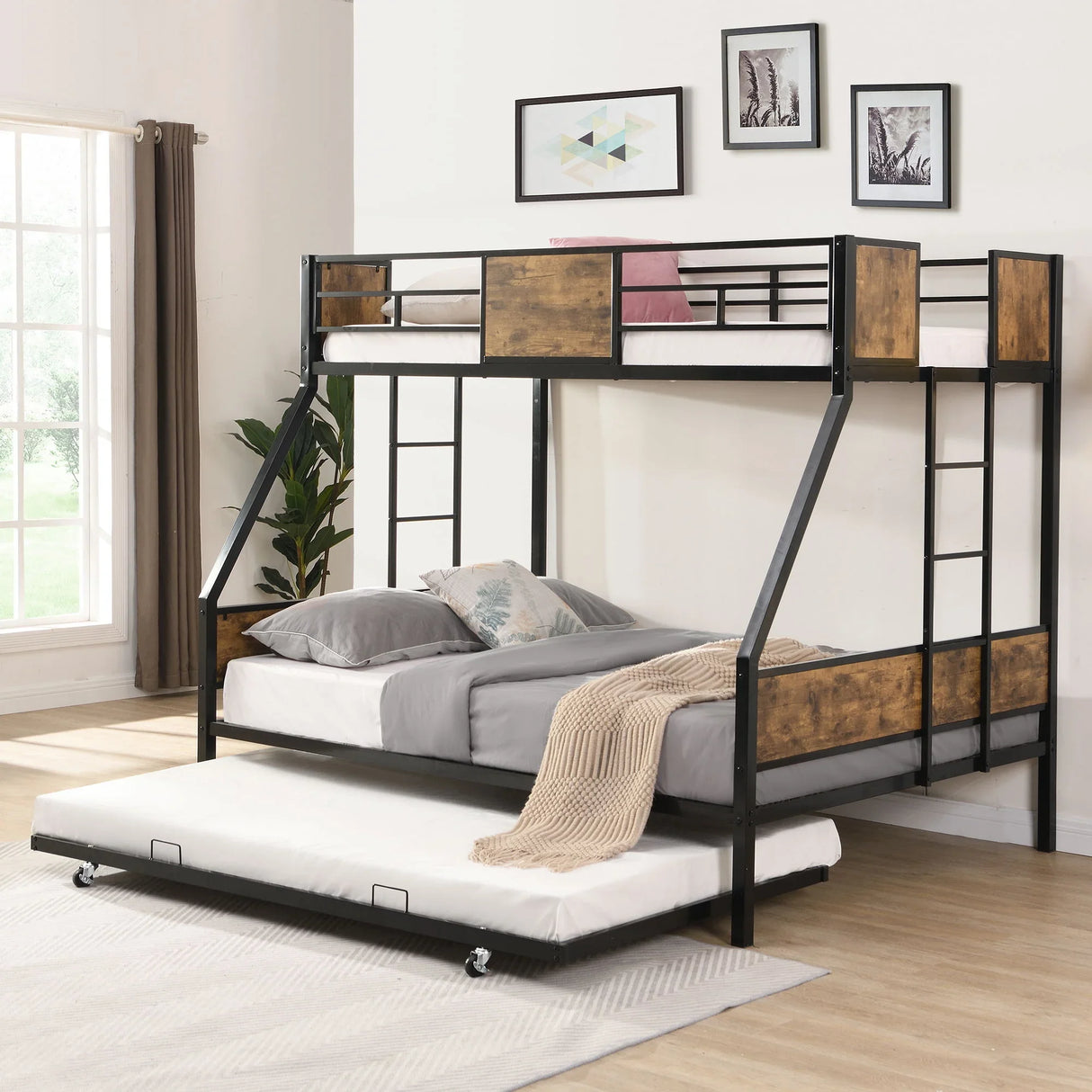 Modern Metal Bunk Bed With Dual Side Ladder And Metal Desig - Furniture Home Direct
