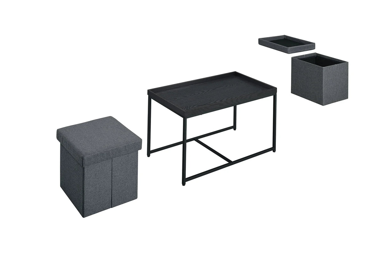Monty - Wood Grain 3 Piece Coffee Table Set With Raised Edges (Set of 3) - Furniture Home Direct