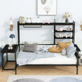 Daybed With Movable Desk, Grid, Shelves And Clothes Hanger - Furniture Home Direct