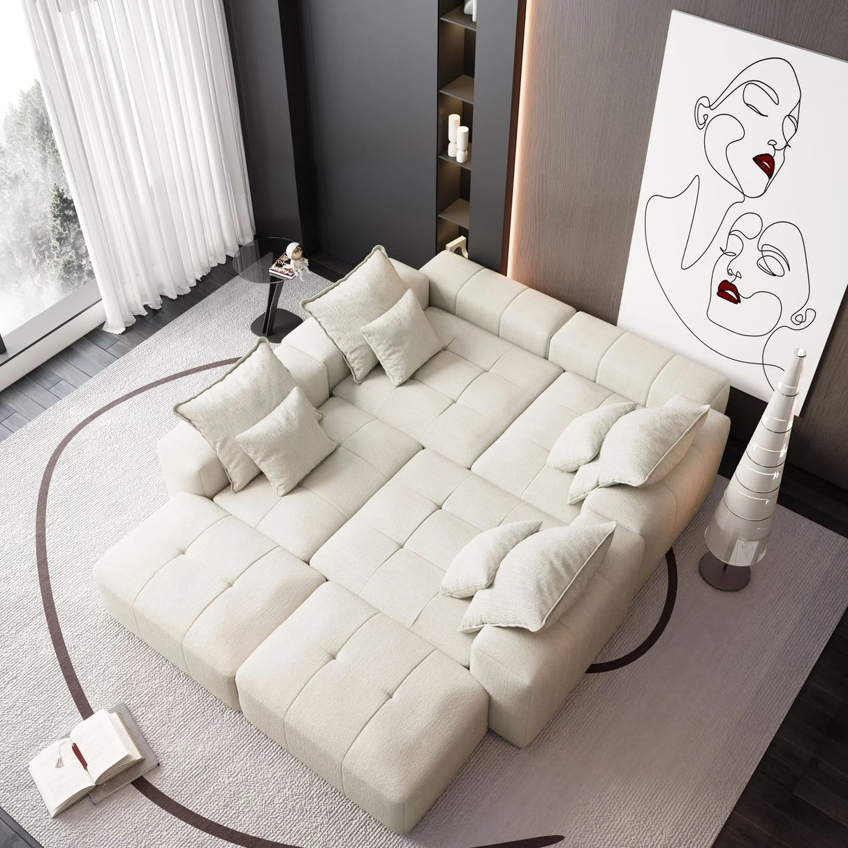 Modern Oversized Diy Combination Modular Sectional Sofa With Pillows - Furniture Home Direct